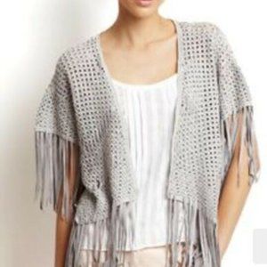 WiNK gray Farrah Sweater Cardigan Top Fringe Sz XS